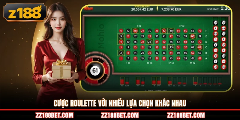 Cược roulette với nhiều lựa chọn khác nhau